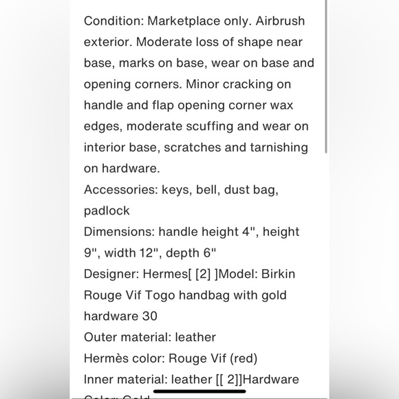 Birkin 30 Togo, 2017, Rouge Vif, Gold Hardware - Picture 16 of 17